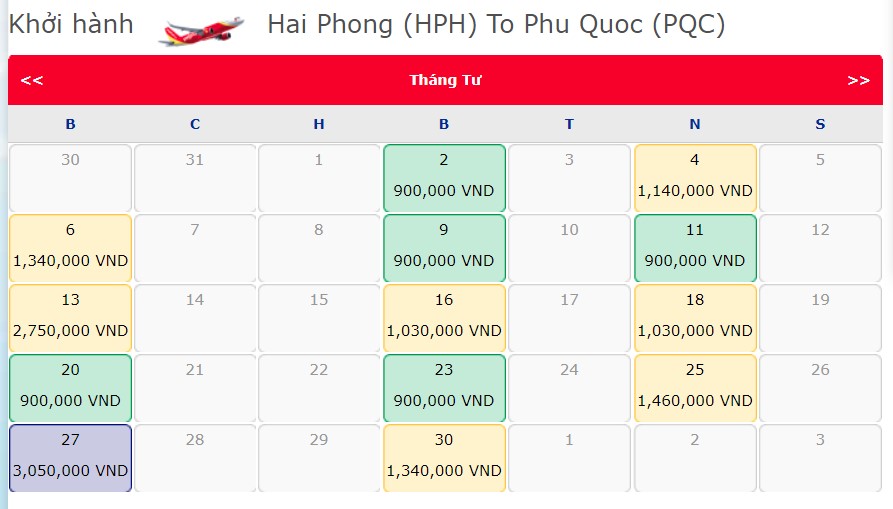 Vé máy bay Phú Quốc đi Hải Phòng 