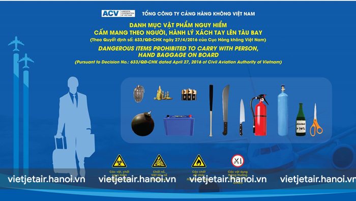 Những vật dụng cấm không được mang lên máy bay