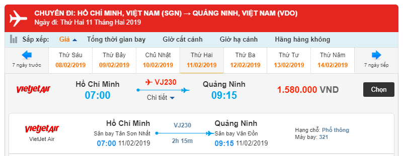 Giá vé máy bay Hồ Chí Minh đi Vân Đồn