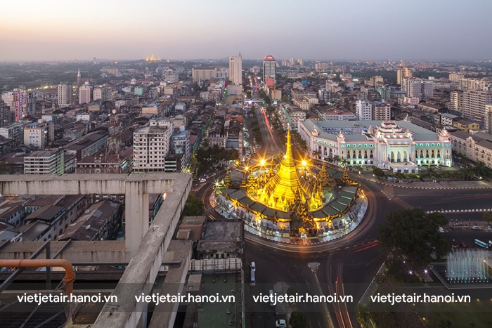 Thành phố Yangon nhìn từ trên cao