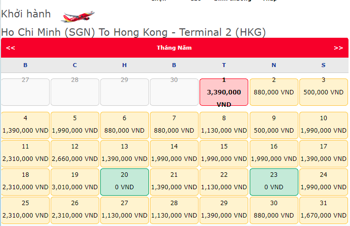 Vé máy bay khuyến mãi Hồ Chí Minh đi Hong Kong