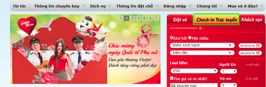 Hướng dẫn check in trực tuyến cùng Vietjet