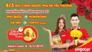 Chương trình khuyến mãi vé máy bay 0 đồng ngày 8/3 từ Vietjet