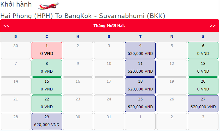 Giá vé máy bay 0 đồng của Vietjet  từ Hải Phòng đi Bangkok