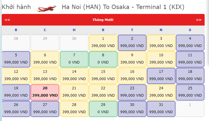 Khuyến mãi 0 đồng Vietjet Hà Nội đi Osaka