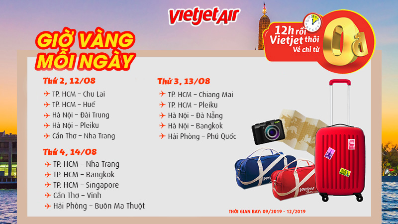 Chương trình khuyến mãi Vietjet vé máy bay 0 đồng