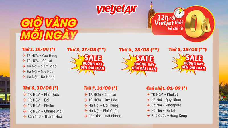 Vi vu cùng Vietjet với khuyến mãi hàng ngàn vé máy bay 0đ