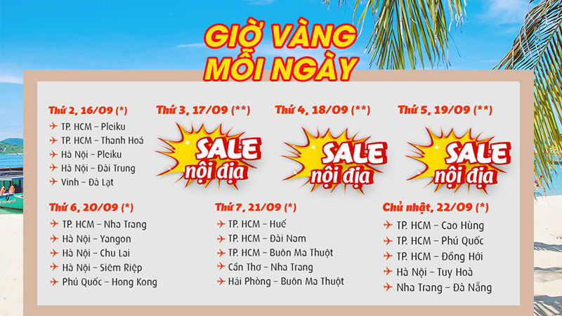 Các đường bay khuyến mãi trong tuần của Vietjet