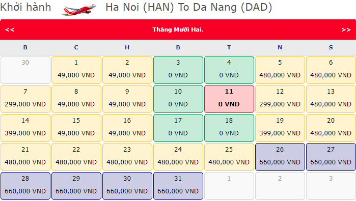 Vé máy bay Hà Nội đi Đà Nẵng