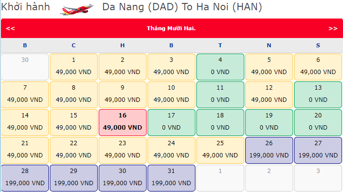 Vé máy bay 0 đồng hành trình Hà Nội Đà Nẵng Vietjet