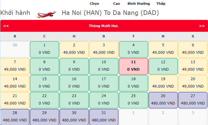 Vé máy bay 0 đồng hành trình Hà Nội Đà Nẵng Vietjet