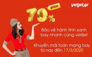 Vietjet Air khuyến mãi giảm 70% giá vé toàn mạng bay