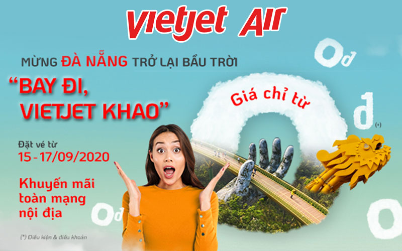 Khuyến mãi vé máy bay 0 đồng Vietjet “Khao” Đà Nẵng trở lại bầu trời