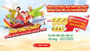 Vietjet khuyến mãi năm mới cực chất đồng giá chỉ từ 555.000 VND