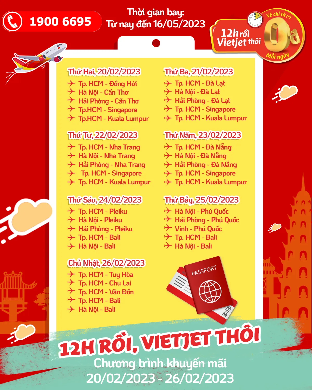 Vé 0đ Vietjet Air mỗi ngày từ 20-02-2023