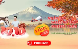 Vietjet Air tung vé máy bay giá rẻ chỉ từ 1010 VNĐ dịp 10-10