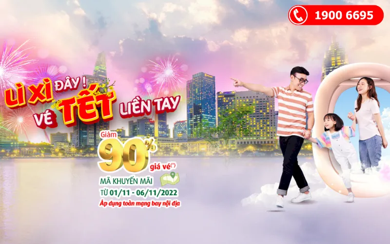 Săn vé máy bay Tết 2023 Vietjet Air giảm giá tới 90%