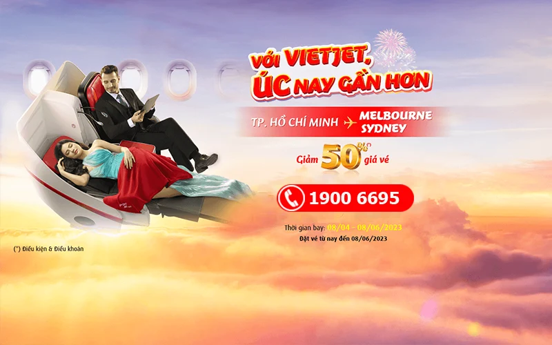 Vietjet Air giảm 50% giá vé Skyboss và Skyboss Business bay đi Úc