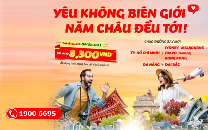 Vietjet Air ưu đãi vé máy bay 8300đ mừng ngày 83