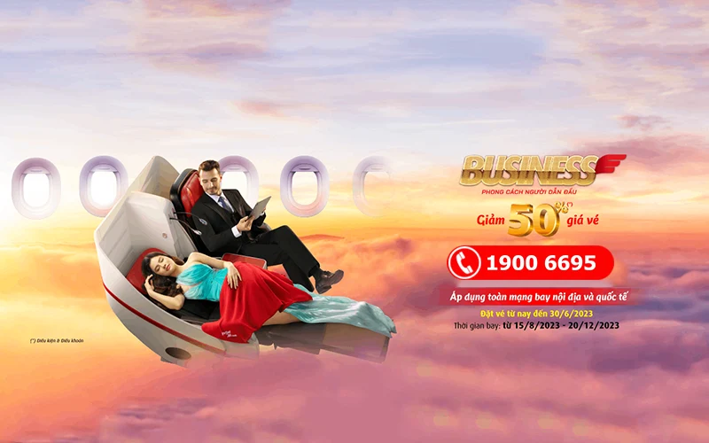 Giảm giá 50% vé máy bay Skyboss - Skyboss Business Vietjet Air